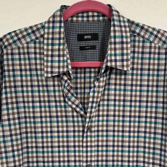 Hugo Boss Men's Checkered Button Down Shirt - Multicolor - Picture 2 of 4
